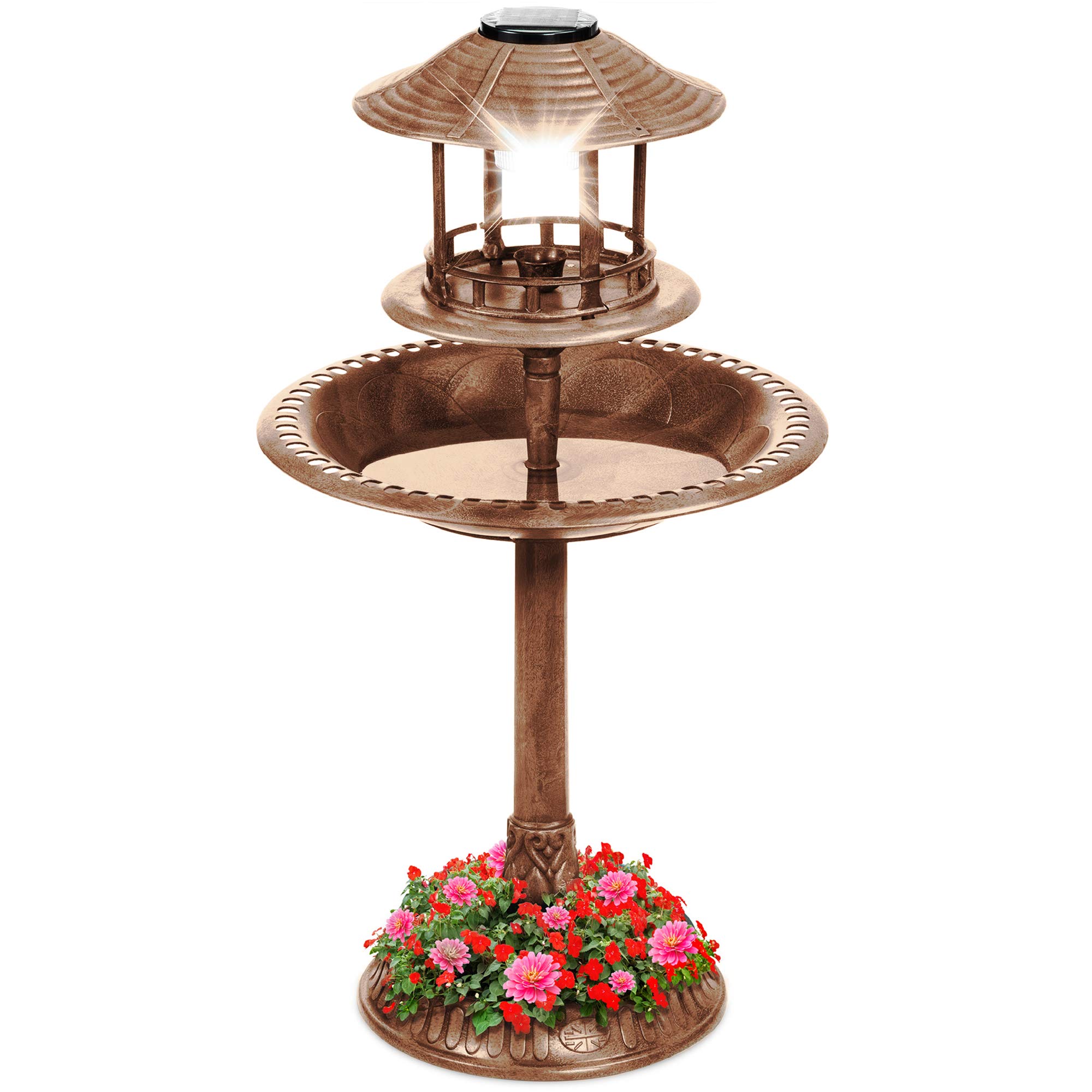Buy Best Choice Products Solar Outdoor Bird Bath Vintage Resin Pedestal Fountain Decoration for