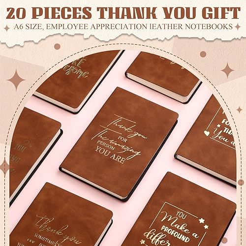 Miniatura 17 de Ctosree 20 cuadernos de cuero A6 de agradecimiento para empleados, regalos de equipo para compañeros de trabajo, cuadernos inspiradores para regalos