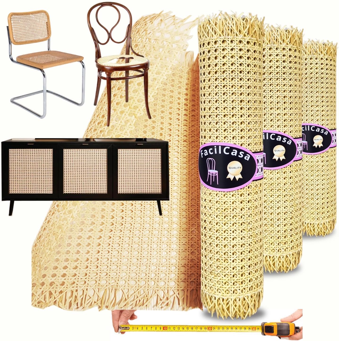 Straw Roll, Sold by the Metre, Natural Straw Colour, Suitable for Chair Repairs, Yellow