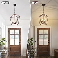 Vista 5 de Candelabro para comedor, accesorios de candelabro rústico de 4 luces, luz de techo vintage con altura ajustable, luz colgante geométrica antigua