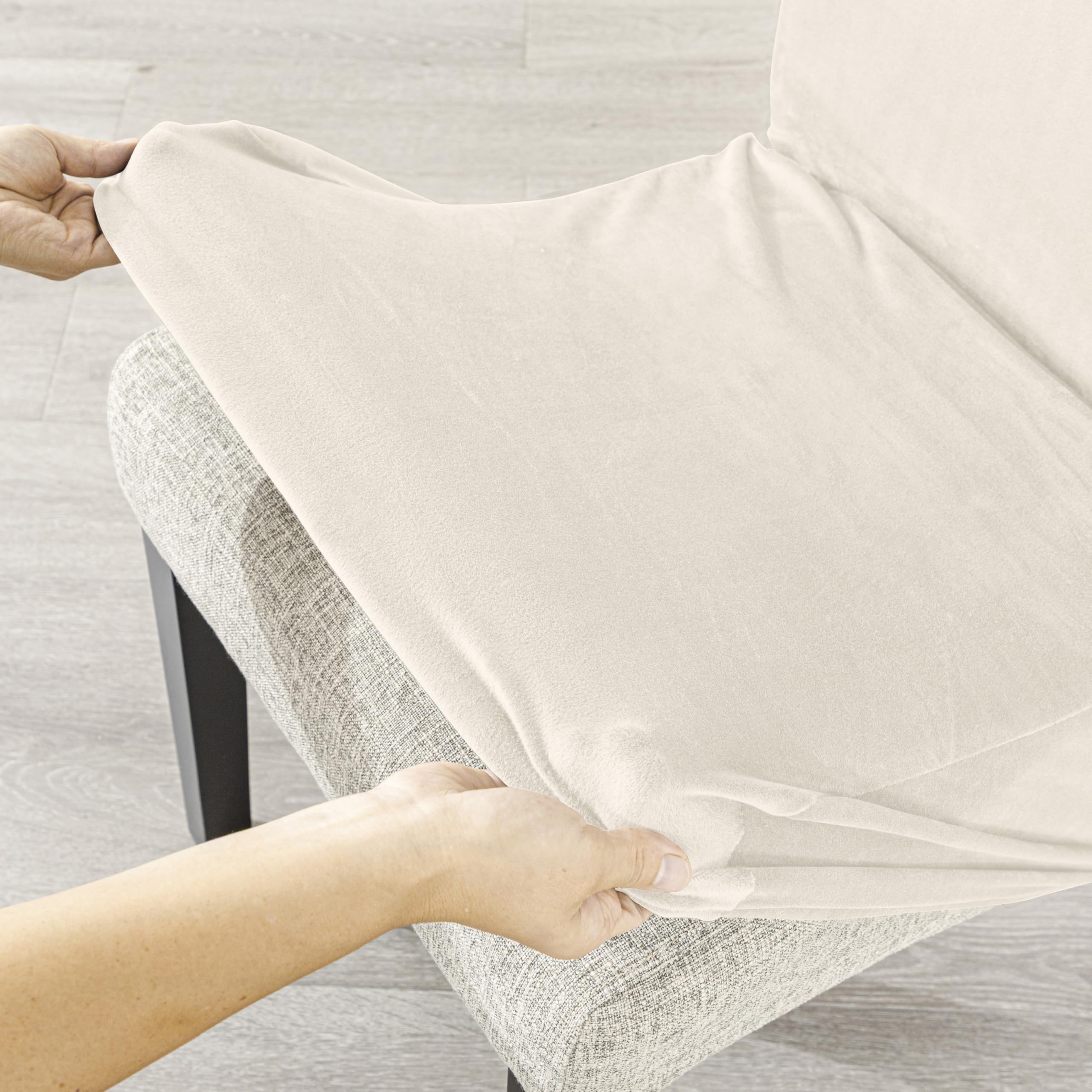EBETA Funda para Silla in Terciopelo, XL Sedia da pranzo elástica Comedor Fundas Cubiertas para sillas, Cubre Funda Protectora Sillas Lavables para Banquetes Hogar Restaurante Hotel (Blanco, 6 Piezas)