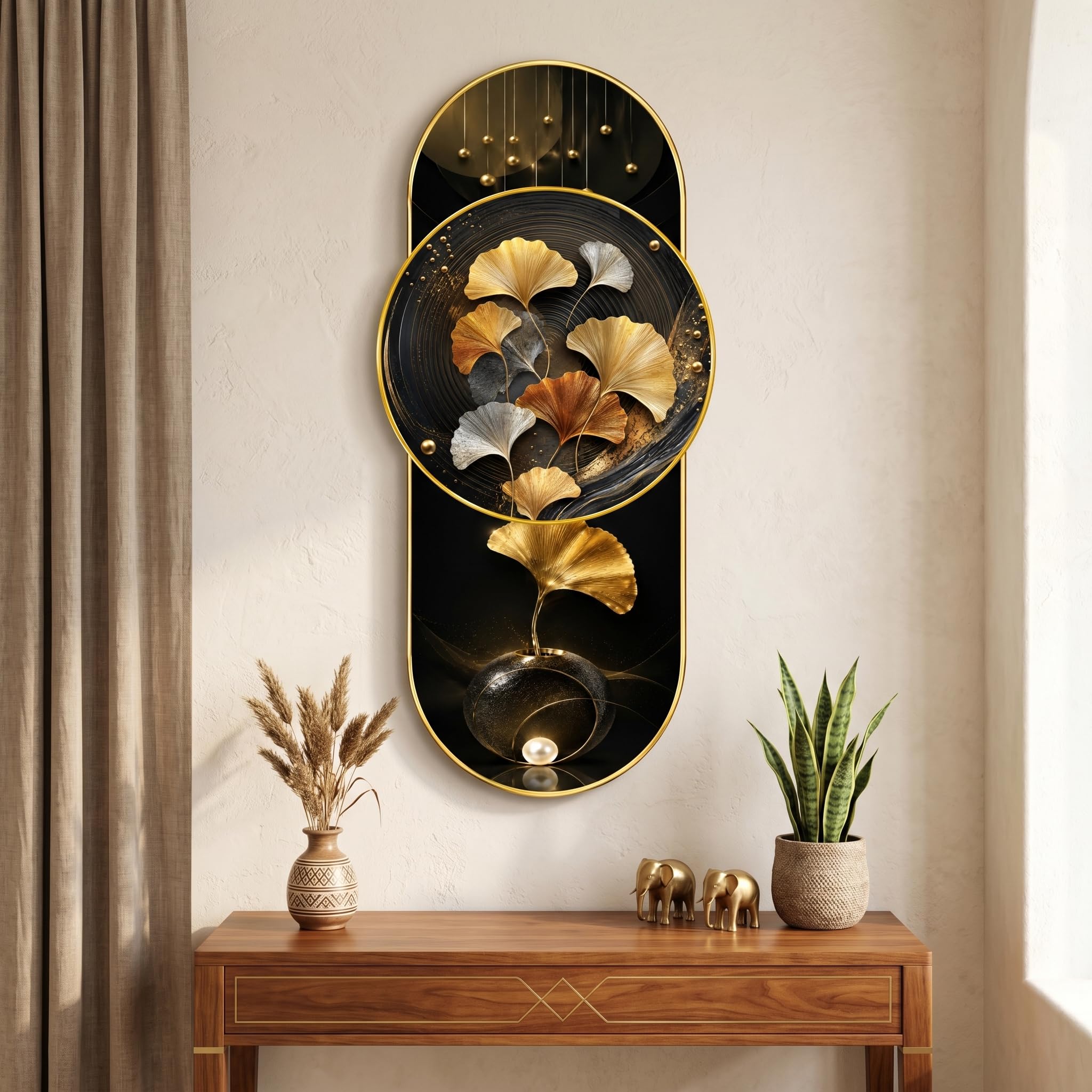 Luxury Deer Wall Painting - Black & Gold Art -5 Luxury Deer Wall Painting - Black & Gold Art -5