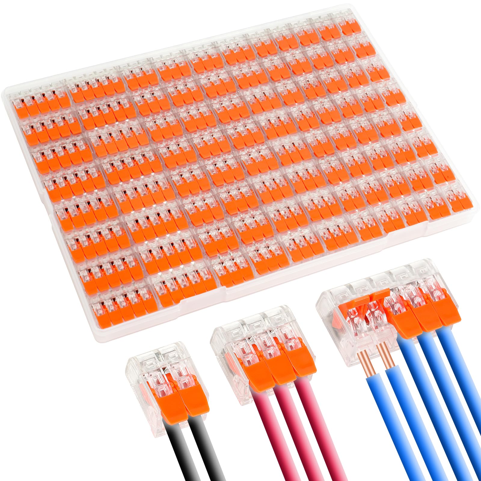 Flintronic 90pcs Lever-Nut Wire Connectors, 2/3/5-port Compact Electrical Connectors, Cable Connectors, Compact Splicing Connectors for Circuit Inline, Terminals Blocks, Flame Retardant PA/PC