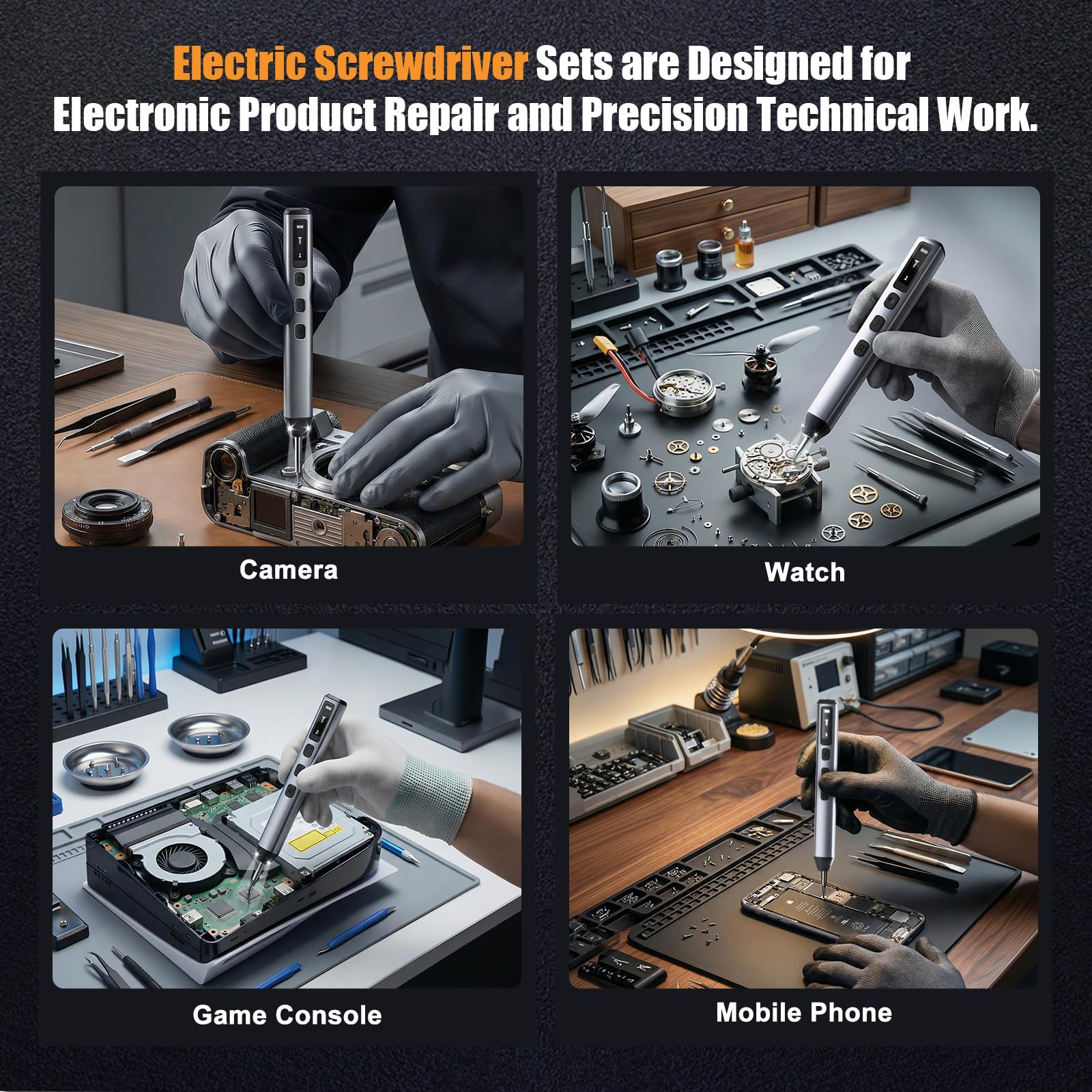 Juego de mini destornilladores eléctricos 83 en 1, destornillador de precisión inalámbrico con 72 brocas magnéticas, luz LED, 5 ajustes de torsión, herramienta de reparación para teléfono, laptop