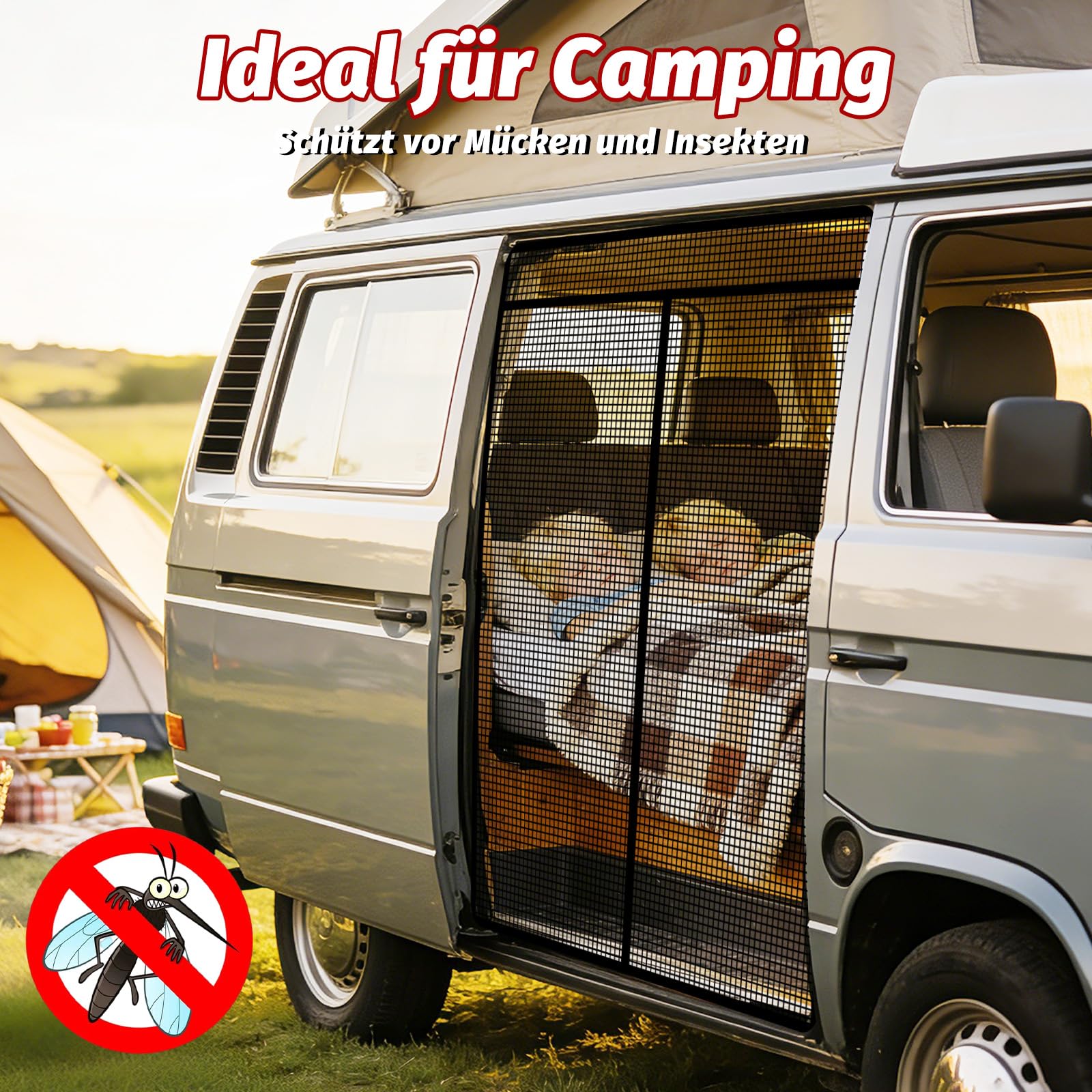 CDIYTOOL Moustiquaire magnétique pour VW T5 T6, 148 x 115 cm, moustiquaire magnétique pour porte coulissante, protection solaire, moustiquaire pour camping en plein air CDIYTOOL Moustiquaire magnétique pour VW T5 T6, 148 x 115 cm, moustiquaire magnétique pour porte coulissante, protection solaire, moustiquaire pour camping en plein air