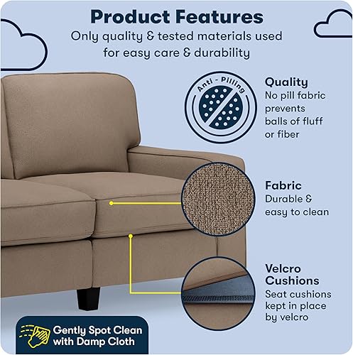 Miniatura 465 de Serta Palisades Sofás Tapizados para Sala, Sofá de Diseño Moderno, Tela, gris (Glacial Gray) gris (Glacial Gray),Beige,Marrón,Alforfón Beige,Marrón