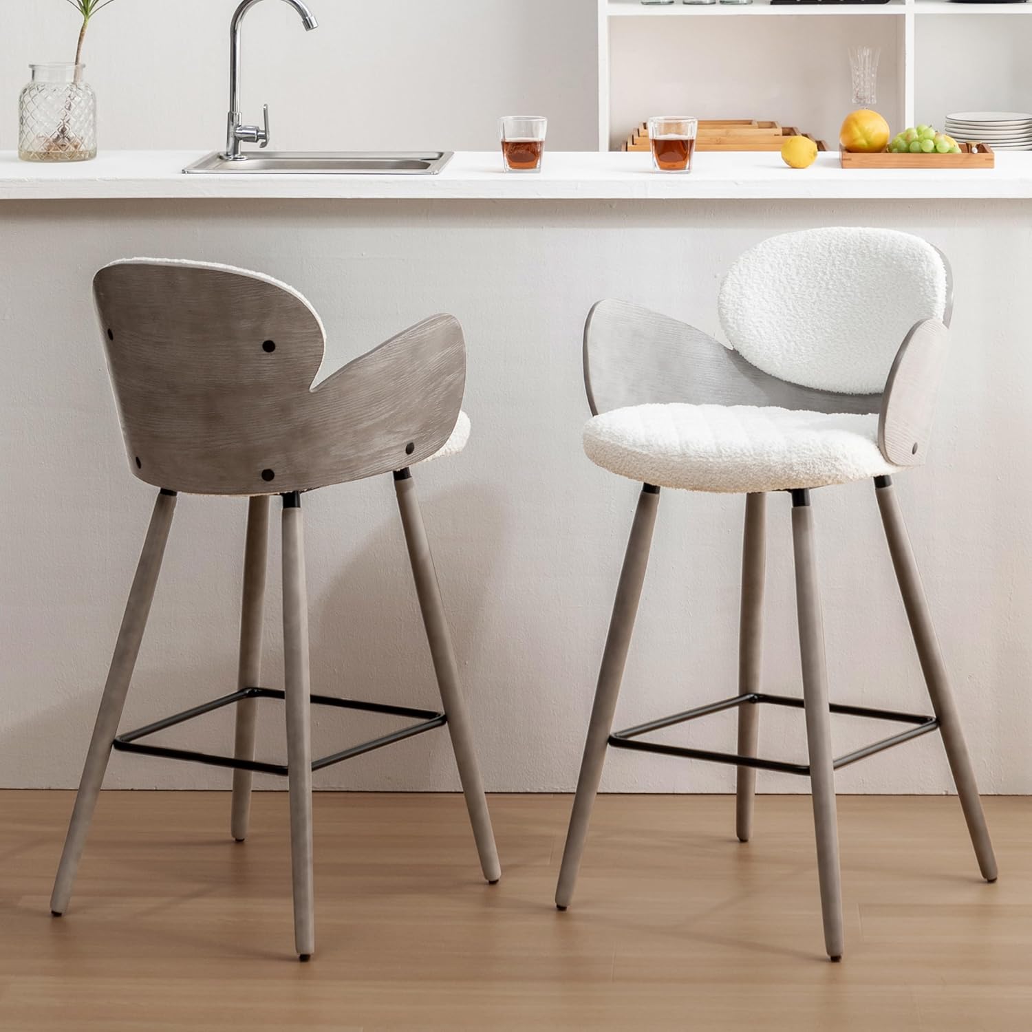 Art Leon Bar Stools Set of 2, Mid Century Modern Counter