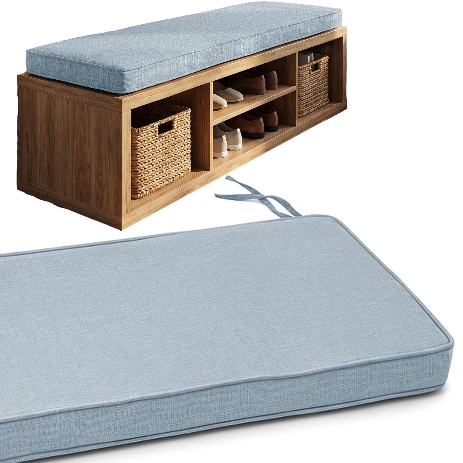 Bench Cushion for Indoor Furniture, Washable Non-Slip Shoe Bench Seat Pad