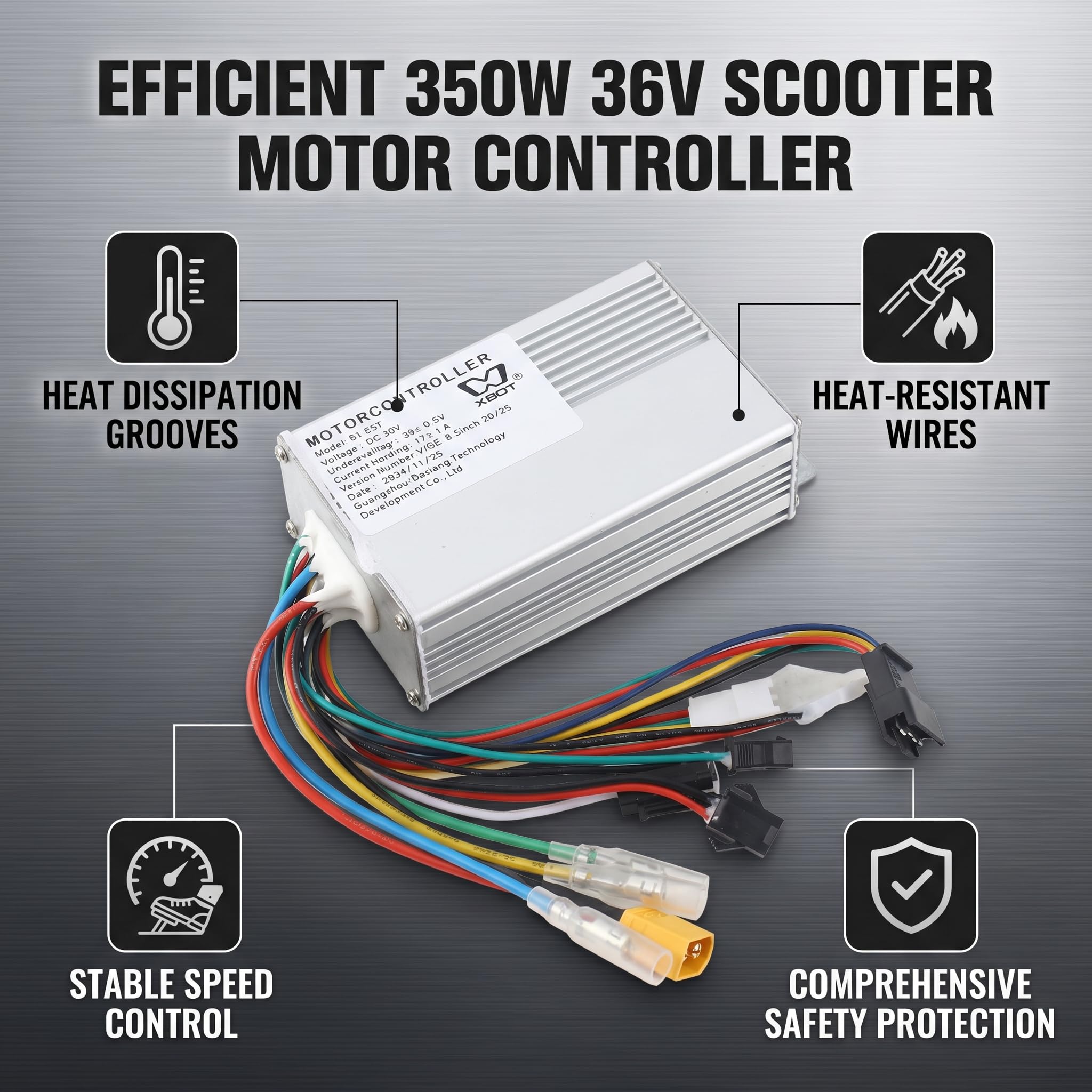 VGEBY Scooter électrique 350 W 36 V, Contrôleur E9T en Alliage D'aluminium, Contrôleur de Moteur de Vélo électrique, Contrôleur de Vélo électrique