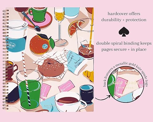 Miniatura 2 de Kate Spade New York Cuaderno grande con rayas universitarias, cuaderno espiral de 11" x 9.5" con 160 páginas