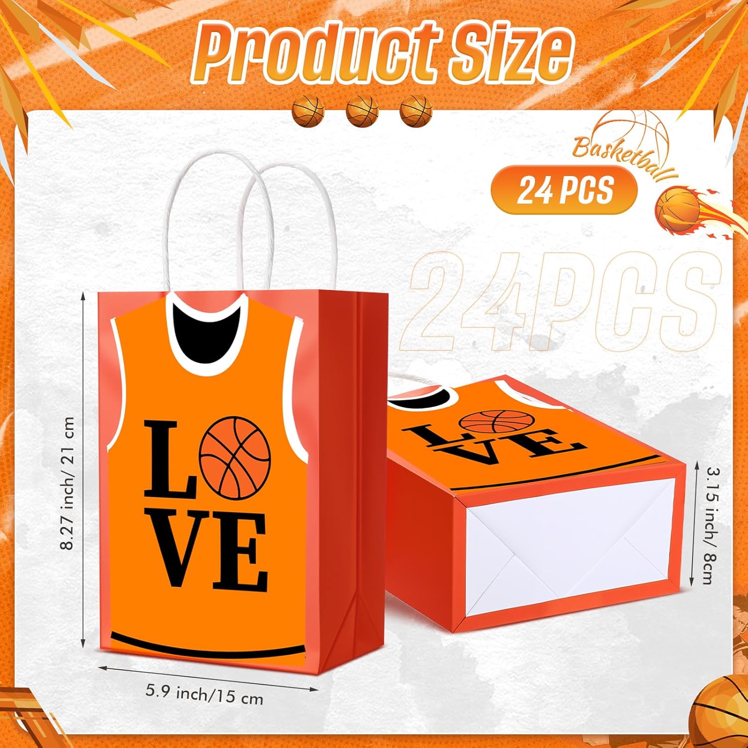 Kolldenn 24 Pcs Basketball T-shirt Gifts Bags with Handles for Basketball Theme Birthday Party Supplies Jersey Goody Snacks Treat Candy Bag for Adults Sports Theme Birthday Party Supplies - Image 3