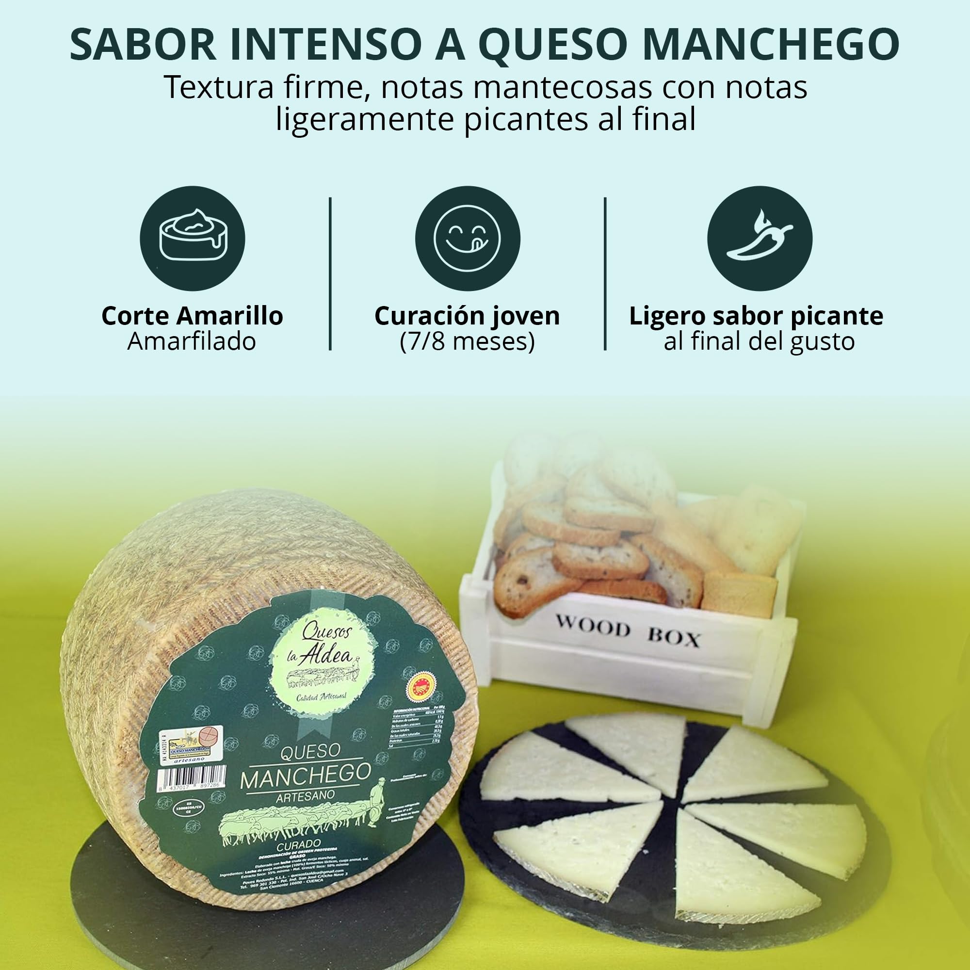 QUESOS LA ALDEA | Queso Manchego Curado de Oveja Artesano de Origen D.O. | Queso Gourmet 1.5 kg | Perfecto para Packs Regalo de Quesos gourmet, Cesta y Regalo Gourmet | Queso Curado