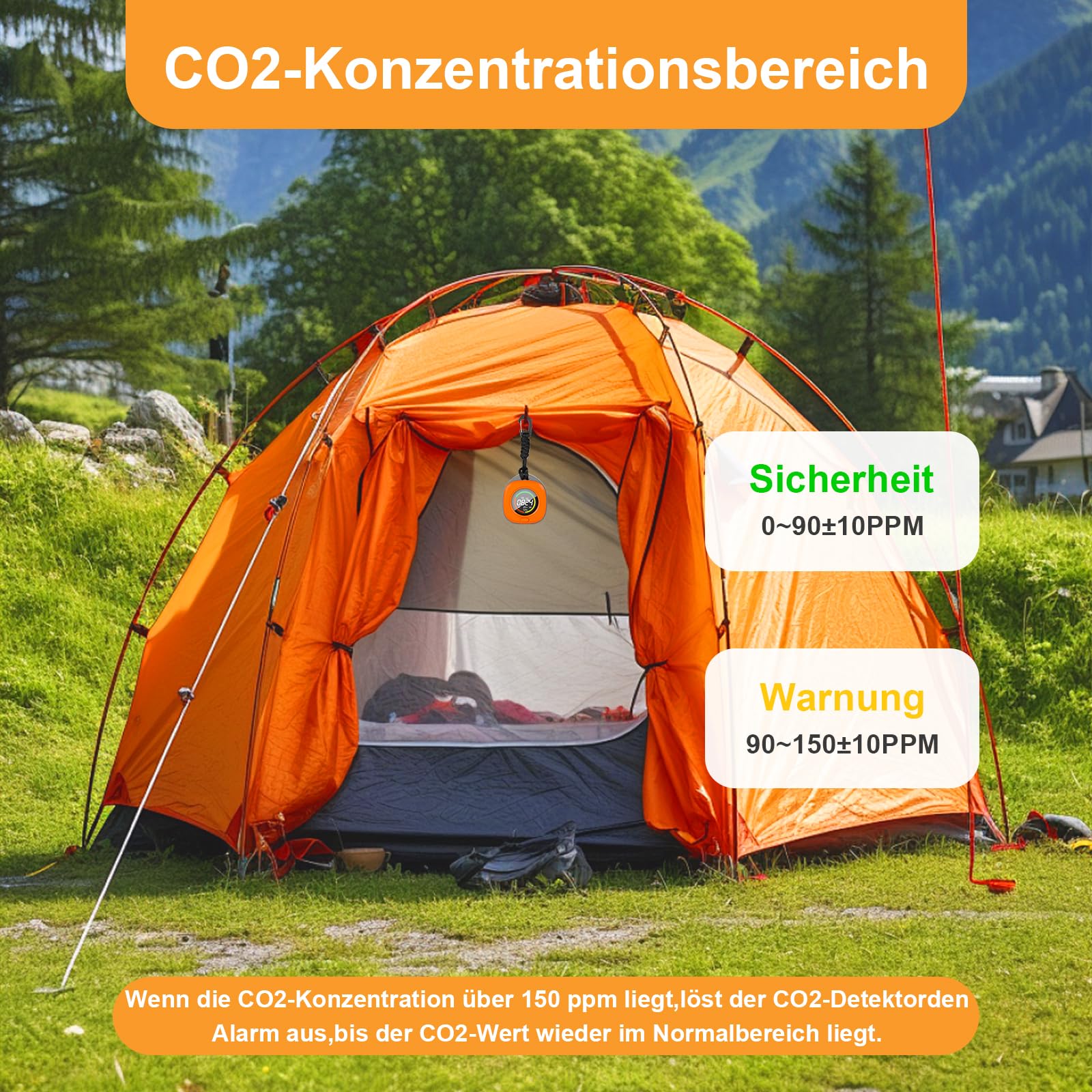 Détecteur de CO2 Portable, Moniteur Qualité Air Intérieur Detecteur CO2 avec Capteur NDIR et Ecran LCD, Moniteur CO2 avec Alarme pour Maison,Bureau