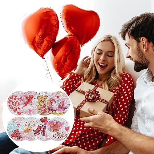 Miniatura 7 de Neknock 8 posavasos de pintura de diamantes de cumpleaños, kits de arte de diamantes para adultos y niños principiantes, posavasos de pintura de