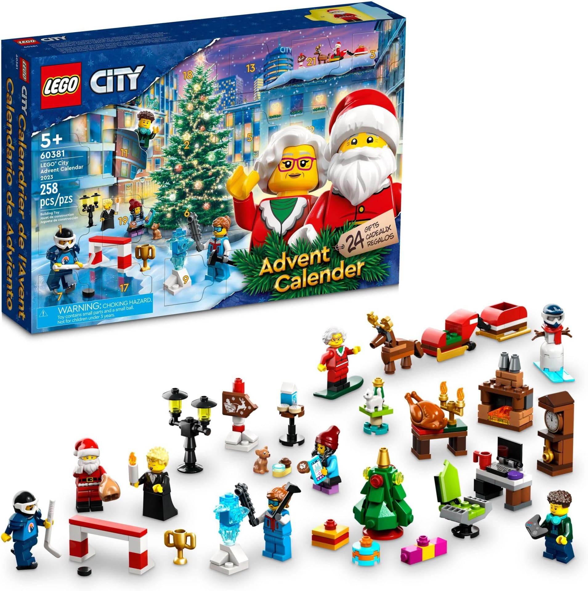 City 2023 Advent Calendar 60381 Christmas Holiday Countdown Playset, Gift Idea to Countdown to Adventure with Daily Collectible Surprises