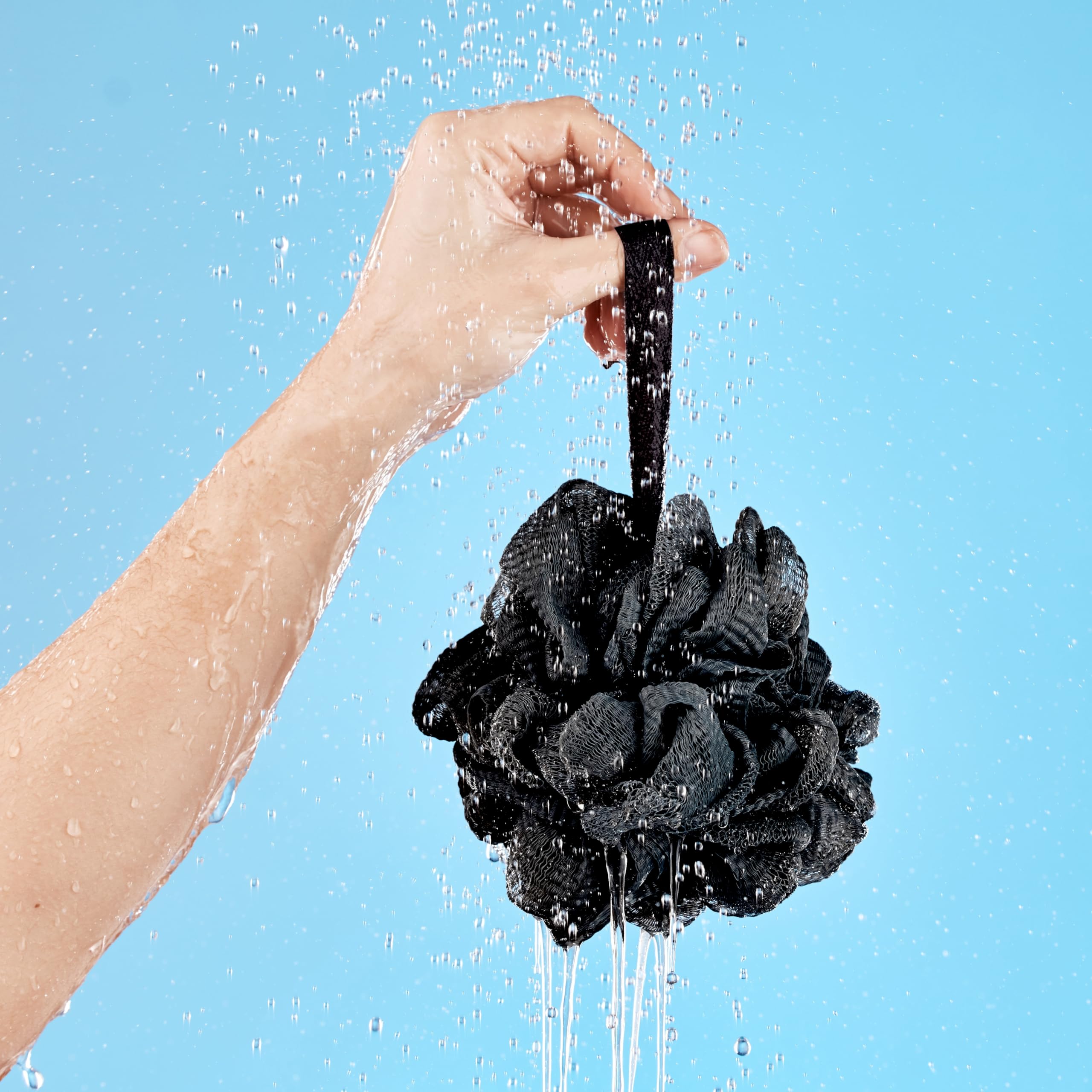 Black Loofah Gąbki pod prysznic I (4-pak) Płuczki do ciała do użytku pod prysznicem I gąbki do kąpieli do szorowania pod prysznic do ciała I Loofah złuszczająca szczotka do ciała akcesoria prysznicowe