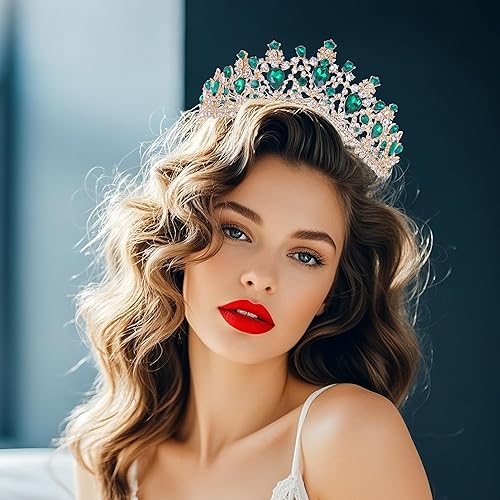 Miniatura 2 de Kamirola - Corona de reina y tiara corona de princesa para mujeres y niñas, diademas de cristal para novias, disfraces góticos de Halloween para