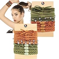 Vista 37 de Lazos para el cabello para mujeres y niñas, 20 pulseras bohemias de doble uso y liga para el cabello grueso, colas de caballo, sin daños, sin