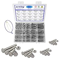 Vista 14 de newlng Tornillos y tuercas M3 M4 M5 M6 Kit de pernos y tuercas 520 piezas de acero inoxidable 304 métrica hexagonal cabeza hexagonal Tornillos