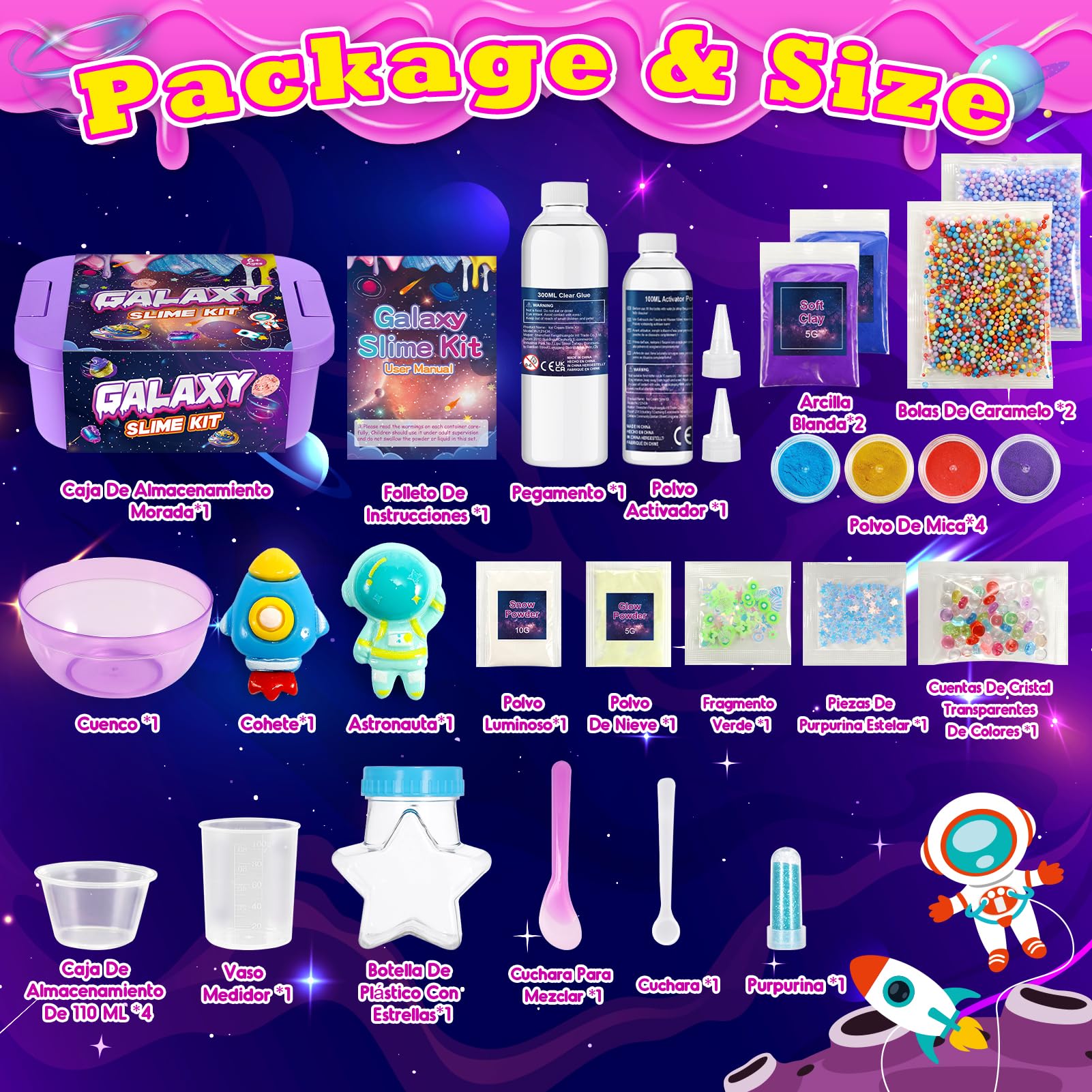 Hapikids Slime para Niñas, Regalo Niña 6 7 8 9 10 11 12 Años Galaxy Slime para Niños Juguetes Niños 6-12 Años Slime Kit Regalos Cumpleaños Manualidades Niños Slime Fluffy