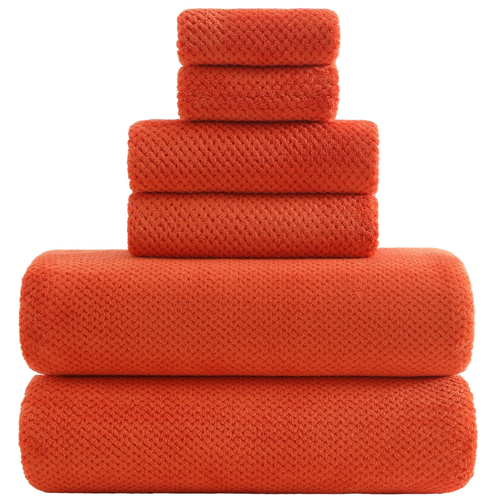 YTYC 29x59 Bath Towels Set,Towels for Bathroom,Burnt Orange,6-Pieces