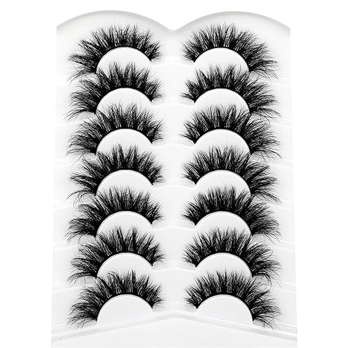 Miniatura 457 de Pooplunch Pestañas postizas de pelo de visón sintético, estilo de ojo de gato, paquete de pestañas postizas naturales esponjosas, paquete múltiple