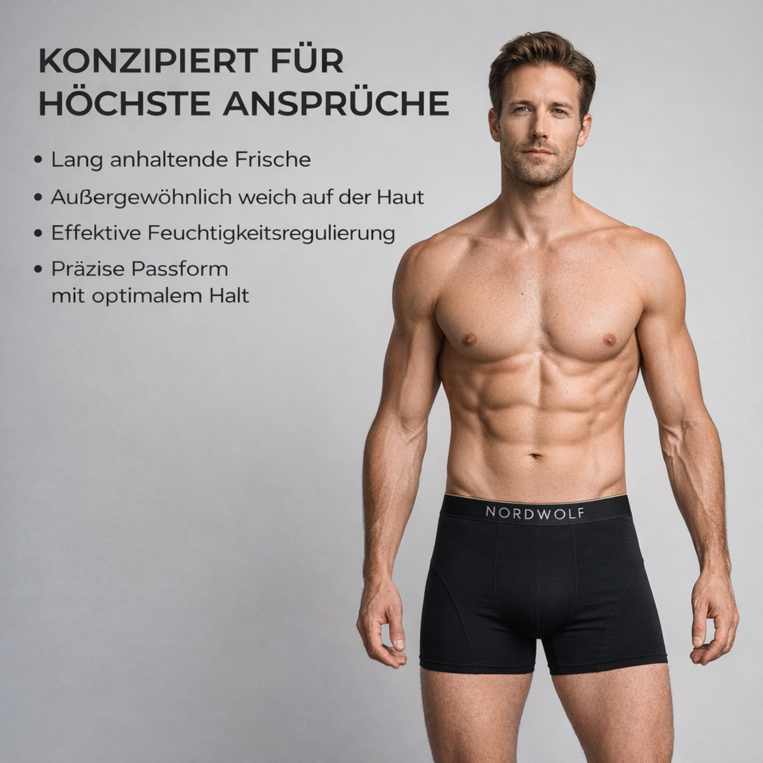 NordWolf Boxershorts Herren, Weiche Atmungsaktive Strapazierfähige Unterhosen Männer, Lange Herren Unterhosen, Pack x4 Modalstoff, Bequem Langlebig, Geschenk.