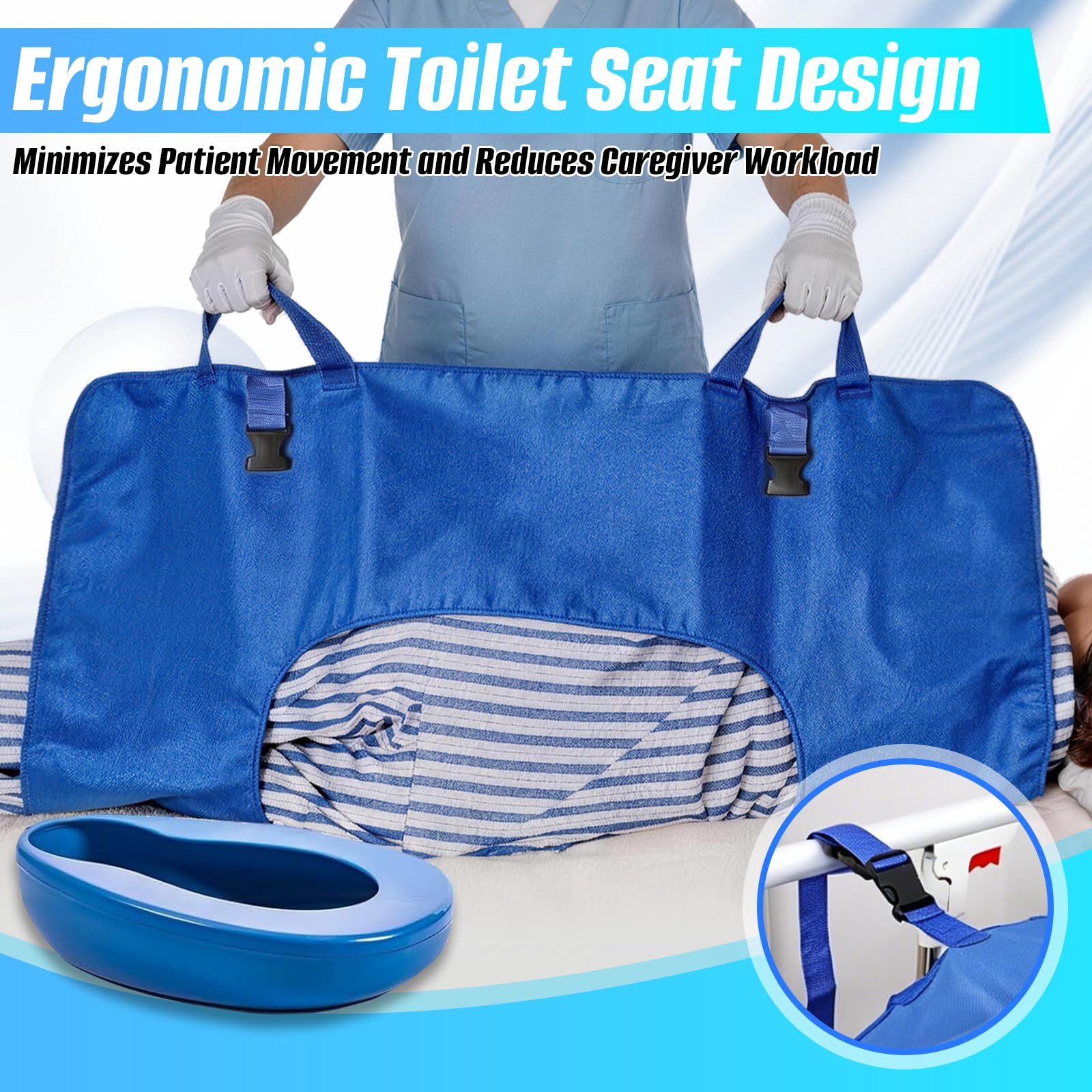 Drap de Glisse & de Transfert Amélioré, 110 x 80cm, Drap de Transfert pour Personnes Alitées, avec Ouverture en O pour Tourner, Soulever, Repositionner & Nettoyer les Seniors & Patients