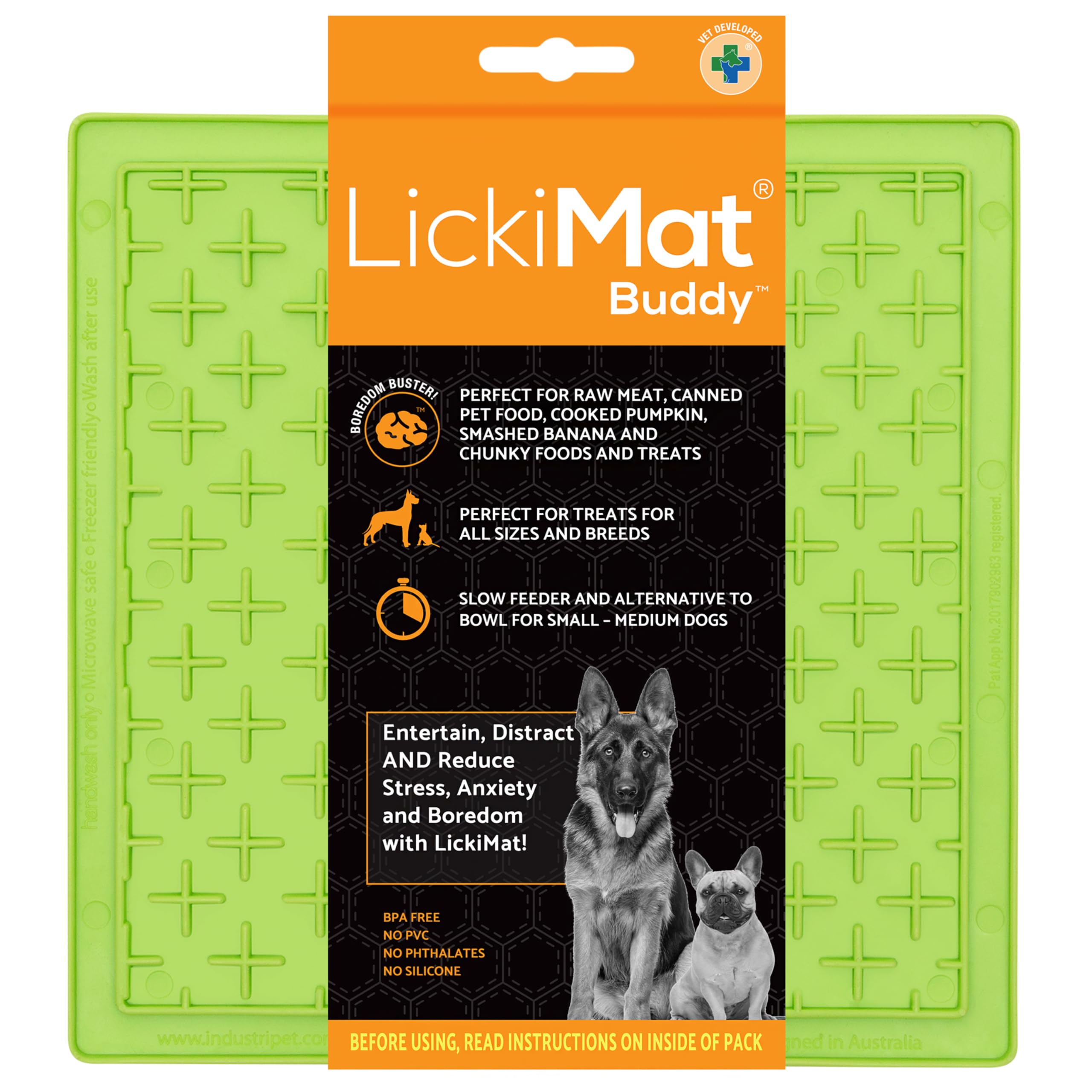 LickiMat Classic Buddy, Dog Feeding Mat for Boredom and Anxiety Relief, Ideal for Food, Treats, Yoghurt or Peanut Butter, Lick Mats, Fun Alternative to a Slow Feeder Bowl, Green — image 1