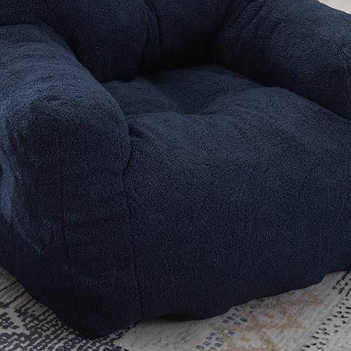 Miniatura 6 de Beanbags - Silla puff ultra suave de tela de peluche para adultos y niños, cómoda silla de ocio para dormitorio, sala de estar, apartamento, azul