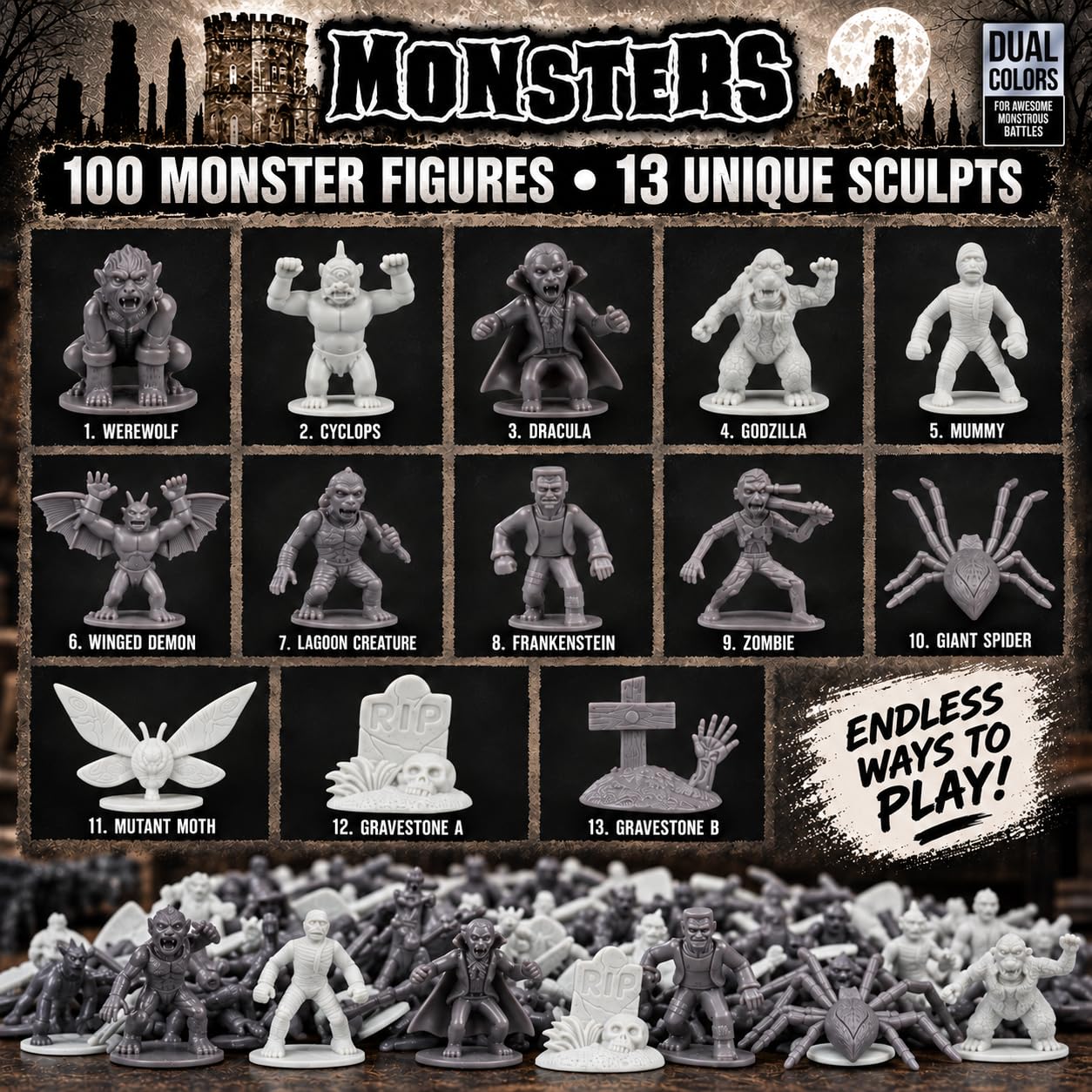 SCS Direct Monster Action Figure Bucket - Big Bucket of 100 Horror SCS Direct Monster Action Figure Bucket - Big Bucket of 100 Horror