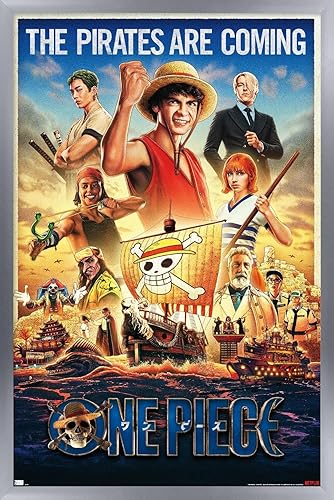 Trends International Netflix One Piece - Póster de pared de una hoja, 14.72 x 22.37 pulgadas, versión enmarcada plateada