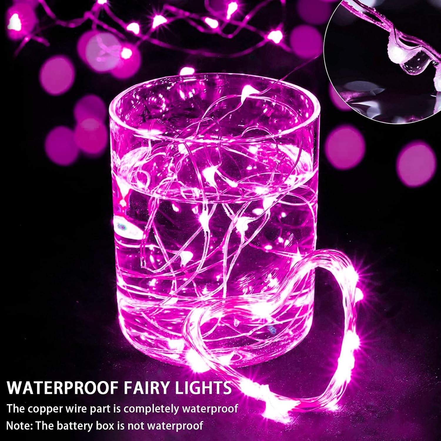 50 Pack Pink Fairy Lights 7Ft 20 LED Twinkle String Lights 3 Modes Battery Operated Waterproof Firefly Starry for Mason Jar Party Wedding Christmas Valentines Day Table Centerpieces image 4