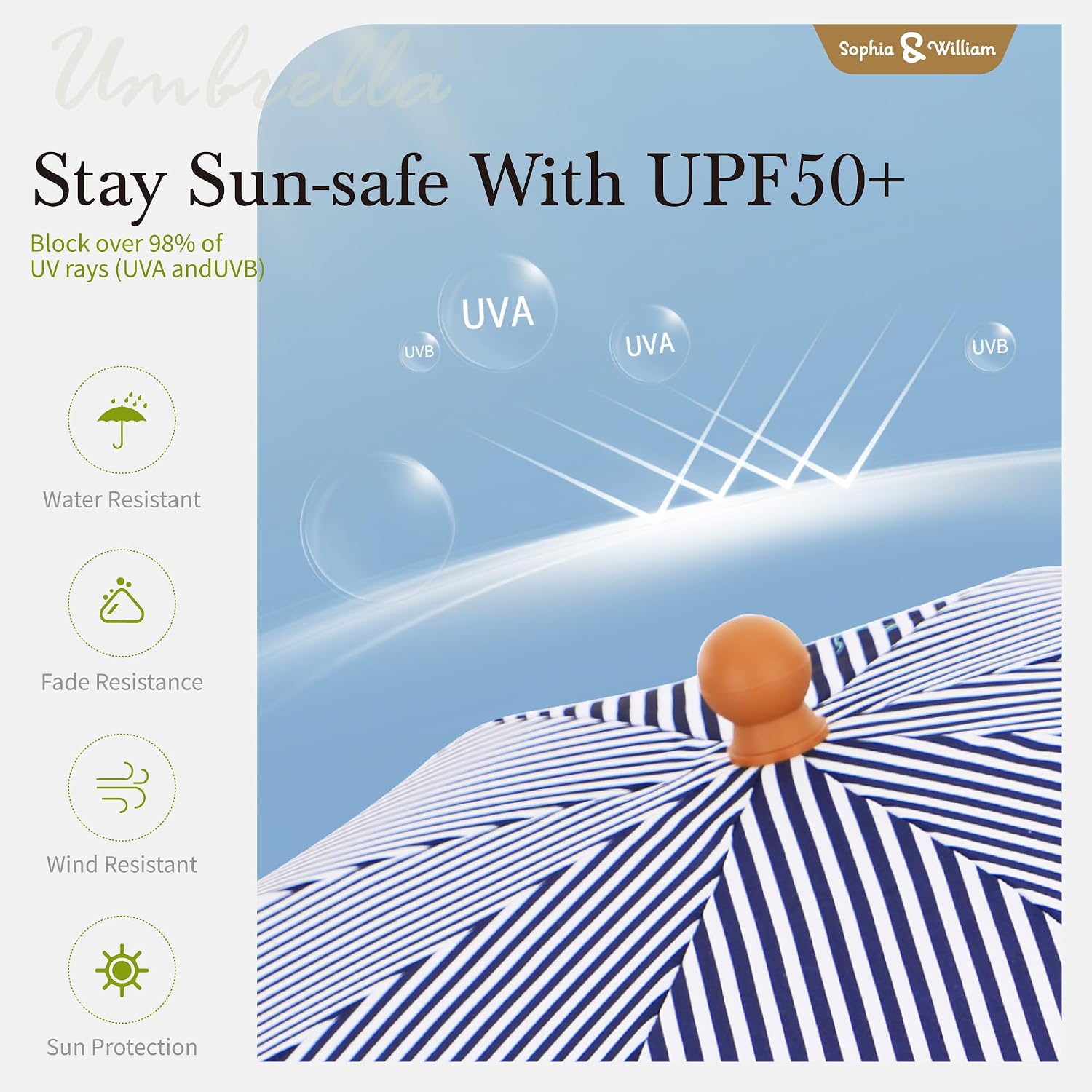 Sophia & William 7ft Outdoor Beach Umbrellas with Fringe, Portable Tilt Umbrellas for Sand, Patio, Lawn, Garden, Pool, Outing, Balcony