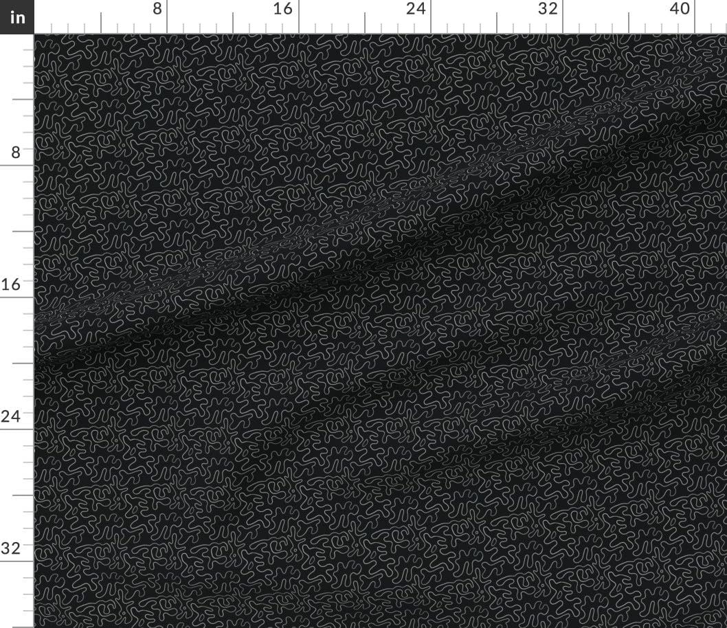 Spoonflower Fabric - Organic Shapes White Black Abstract Shapes Small Scale Modern Coastal Printed on Petal Cotton Fabric Fat Quarter - Sewing Quilting Apparel Crafts Decor