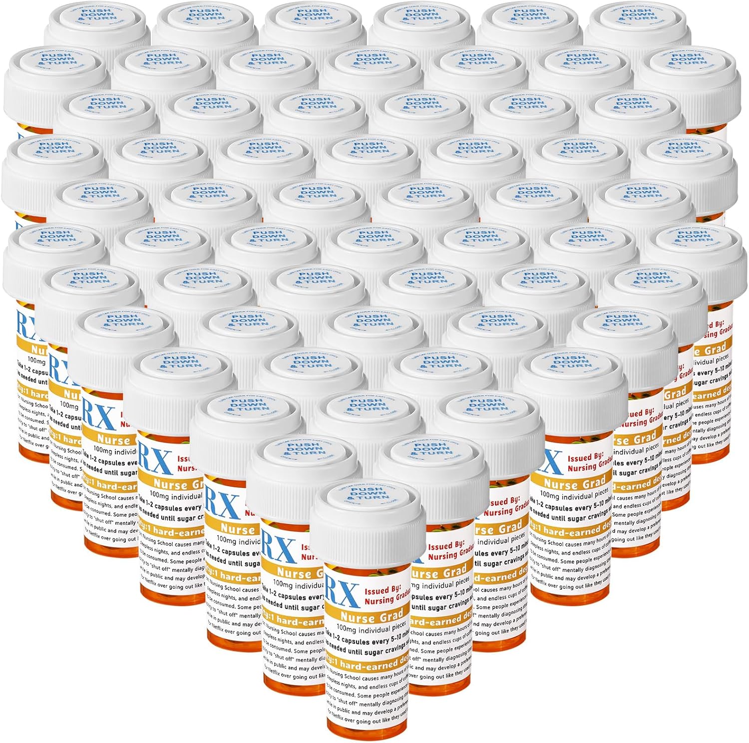 Threlaco 60 Set Nursing Graduation Party Supplies 60 Empty Pill Bottles with Caps 8 Dram Plastic Medicine Containers with 60 Sticky Label Pill Vial for Nurse Party Favors Serve