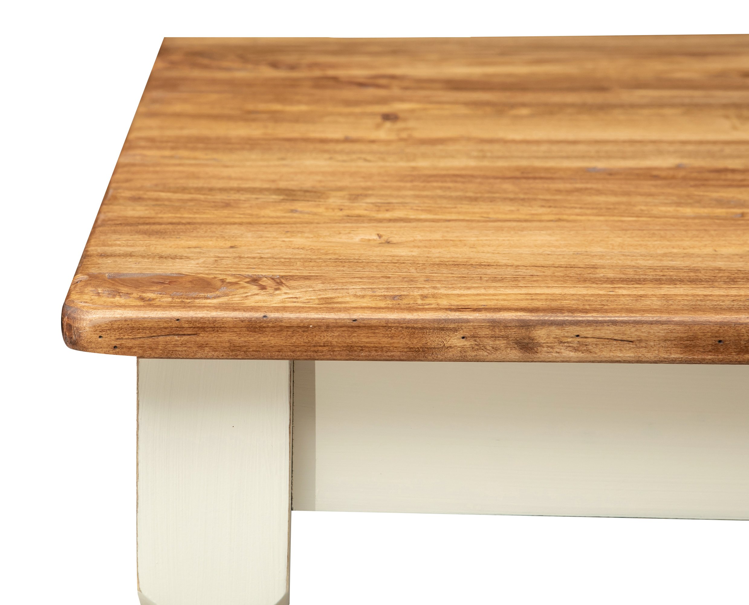 Biscottini Table Non Extensible champêtre en Bois Massif de Tilleul avec Structure Antique Blanche et Plateau en Finition Naturelle L80xPR80xH78 cm