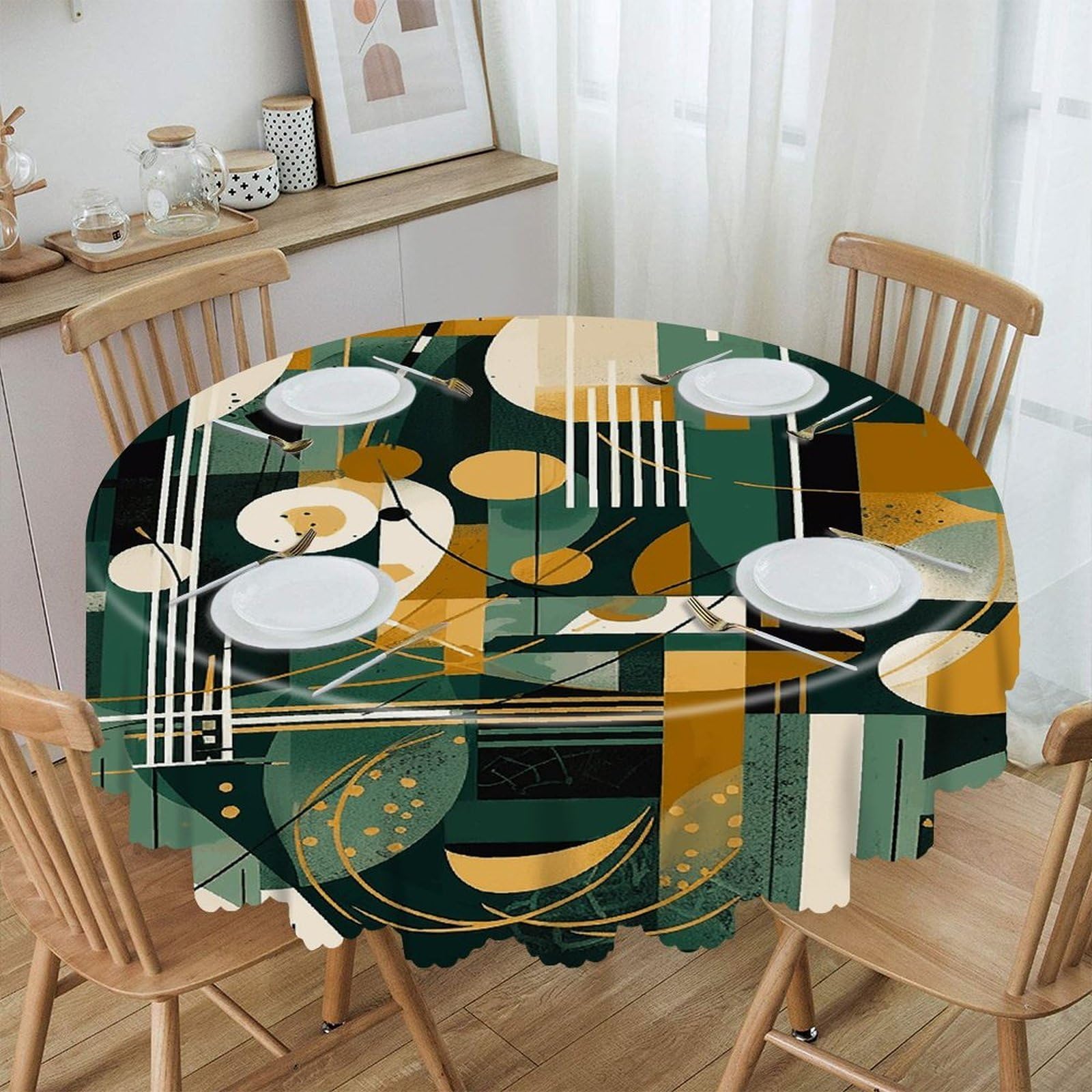 VstaDank - 60 inch round tablecloth easy clean round thick decorative polyester tablecloth for dining kitchen party farmhouse outdoor