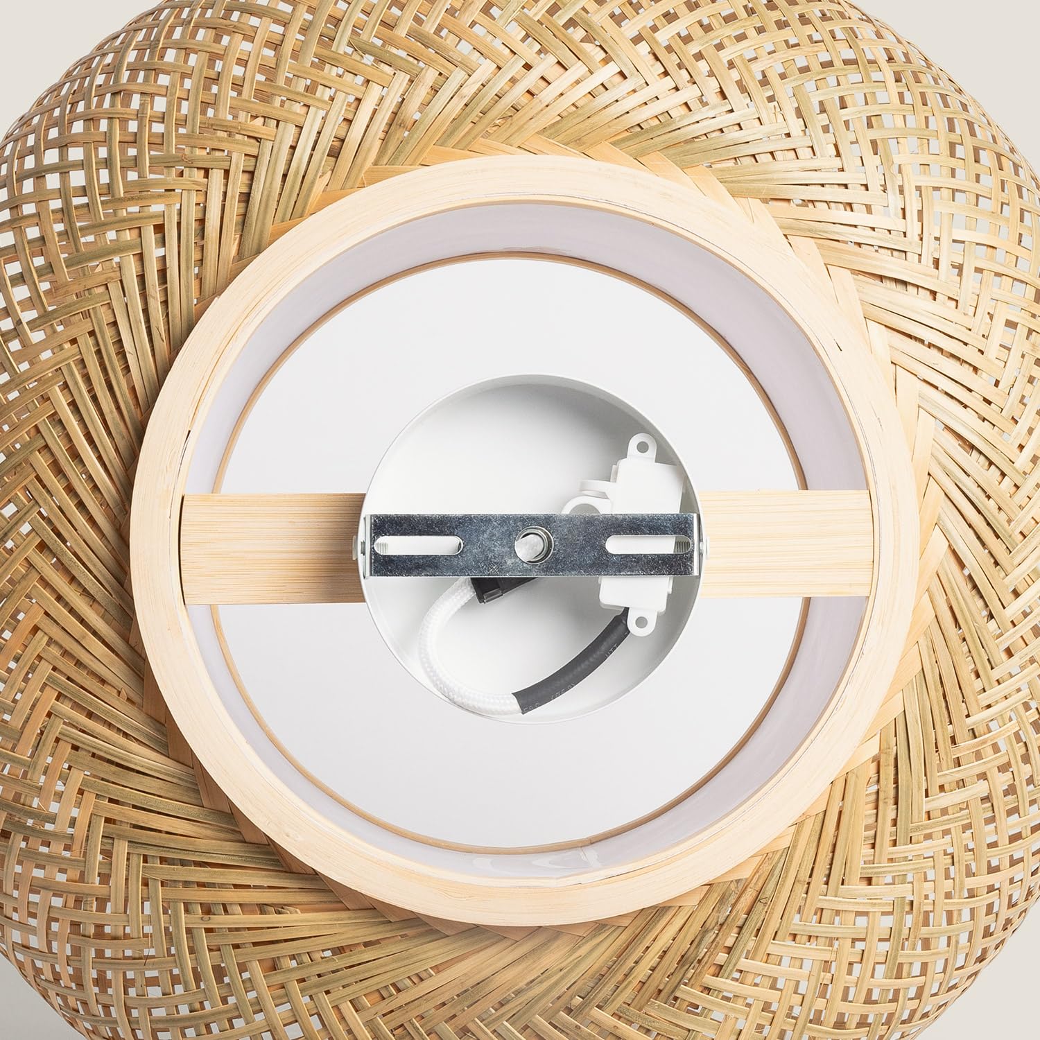 LEDKIA Plafón Circular Bambú Ø400 mm Denia Natural | IP20 Interior | Lámpara de techo decorativa natural estilo boho para salón; comedor y dormitorio