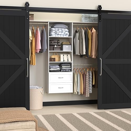 Miniatura 9 de ClosetMaid SuiteSymphony - Organizador colgante de torre con (3) barras de armario y (6) estantes, de 81 a 121 pulgadas de ancho x 71.6 pulgadas de