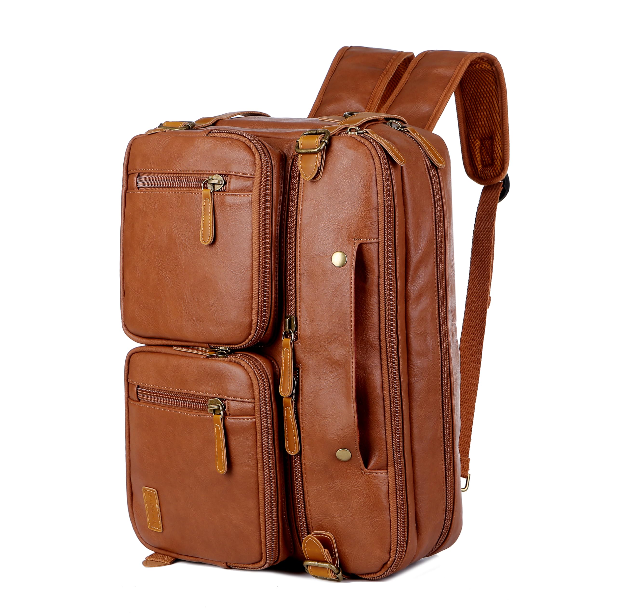 HB-22 Sacoche à dos hybride en cuir synthétique pour homme 17" Sac à bandoulière Business Sac à bandoulière polyvalent Sac à bandoulière pour homme