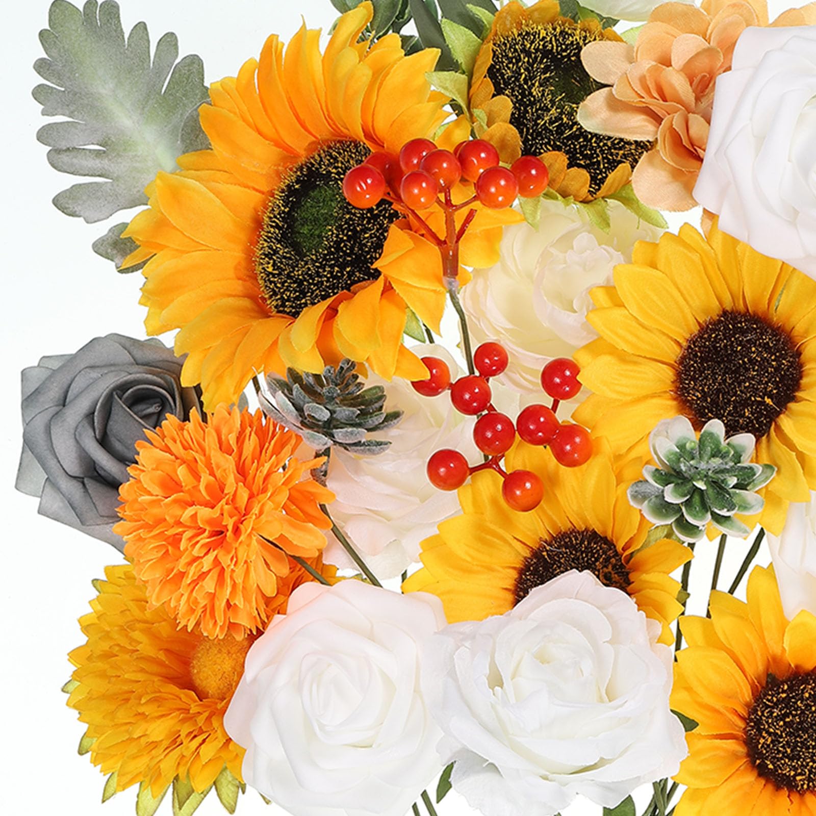 PATIKIL Rose Sunflower Artificial Flowers Combo Box for Decoration Silk Mix Fake Flowers with Stems Faux Flowers for DIY Bouquets Wreaths Wedding Floral Centerpieces - Image 3