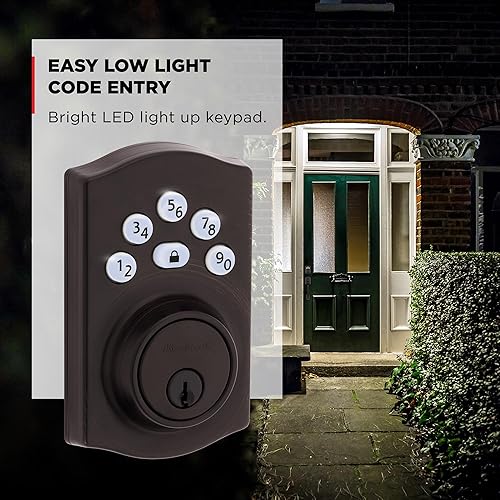 Miniatura 7 de Kwikset Powerbolt 240 - Cerradura de puerta electrónica tradicional de bronce veneciano con 5 botones, con cómoda entrada sin llave, códigos de