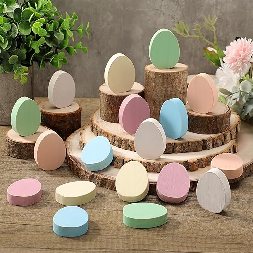 18 Pcs Easter Egg Wooden Signs Bowl Filler Table Decorations