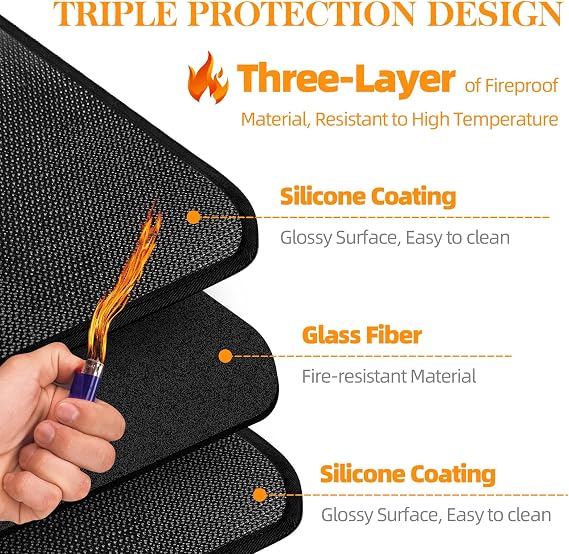 Under Grill Mats for Outdoor Grill - 48 x 30 in Double-Sided Fireproof Grill Mat to Protect Deck, Patio, Lawn - Easy to Clean BBQ Mats