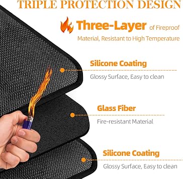 Under Grill Mats for Outdoor Grill - 48 x 30 in Double-Sided Fireproof Grill Mat to Protect Deck, Patio, Lawn - Easy to Clean BBQ Mats