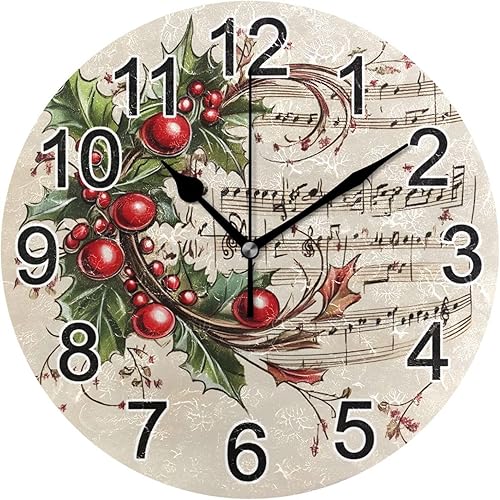Vista 47 de Reloj de pared de hojas de eucalipto verde, reloj de cocina silencioso sin tictac, reloj decorativo grande de 25 cm, funciona con batería, para B442