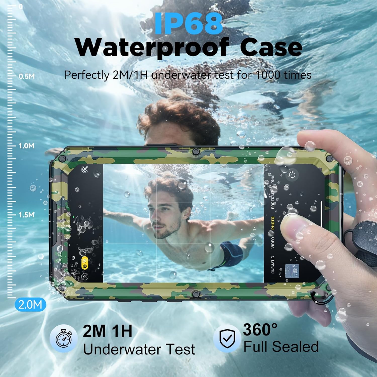 Beasyjoy for iPhone 17 Case Waterproof, Heavy Duty Metal Full Body Protection, Built-in Screen Protector, Military Grade Shockproof Dustproof Rugged Cover for iPhone 17 6.3 inch, Camo