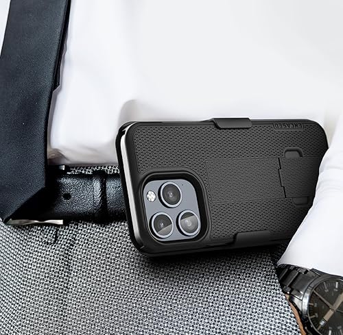 Miniatura 2 de Encased DuraClip - Funda diseñada para iPhone 15 Pro Max con clip para cinturón y soporte (negro mate)