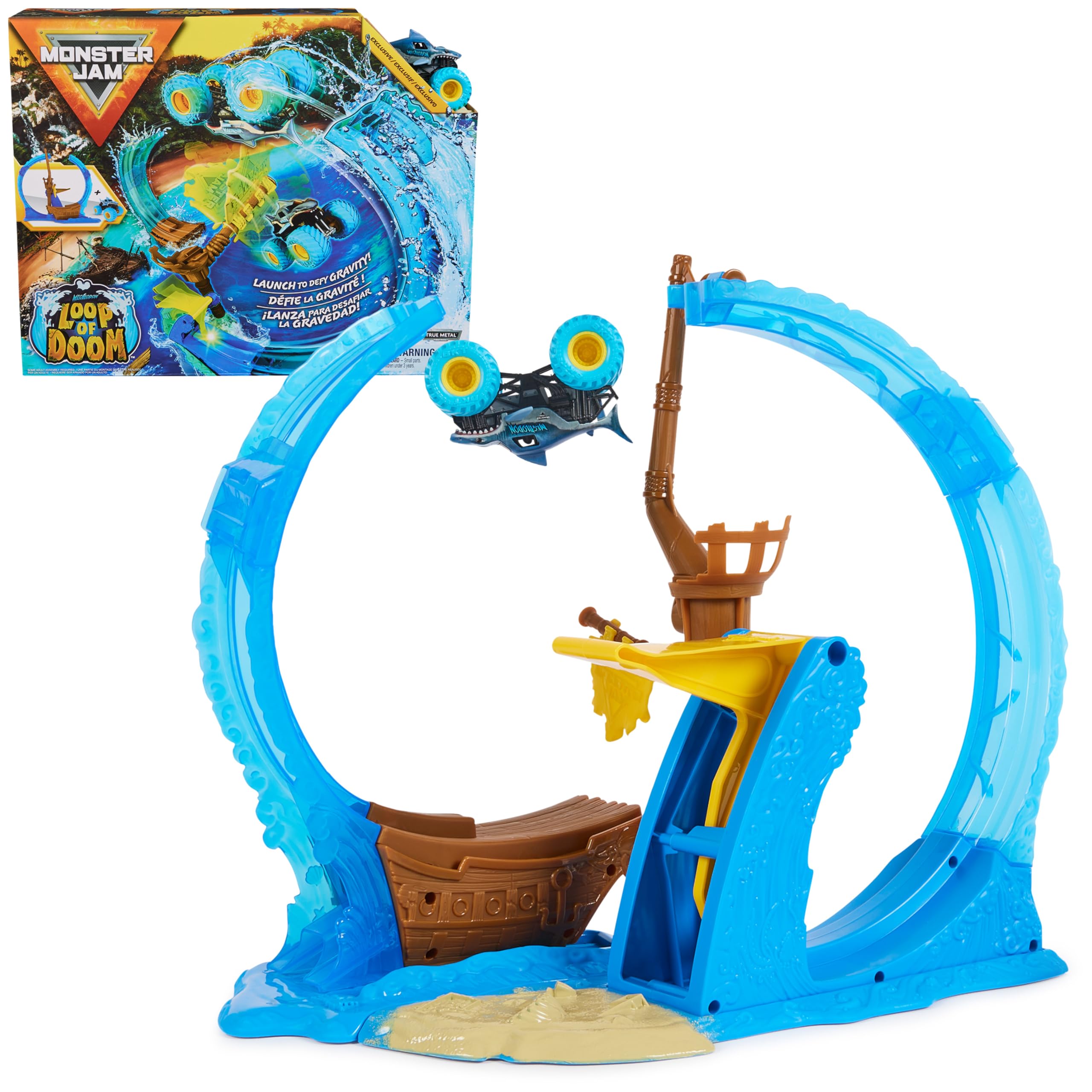 Monster Jam, Megalodon Loop of Doom Stunt Playset with Exclusive 1